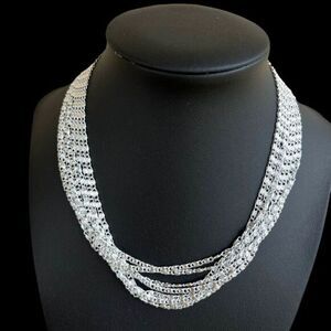VINTAGE SARAH COVENTRY Women's Choker 8 Strand Silver Tone‎ Aluminum 15 in